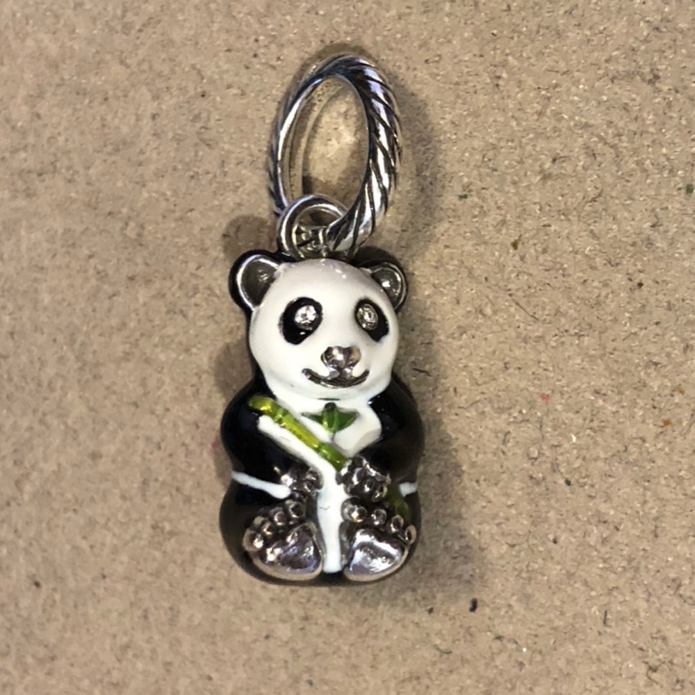 🆕 Brighton Panda bear charm with bamboo Enameled in black & white Retired & rare - Picture 2 of 8